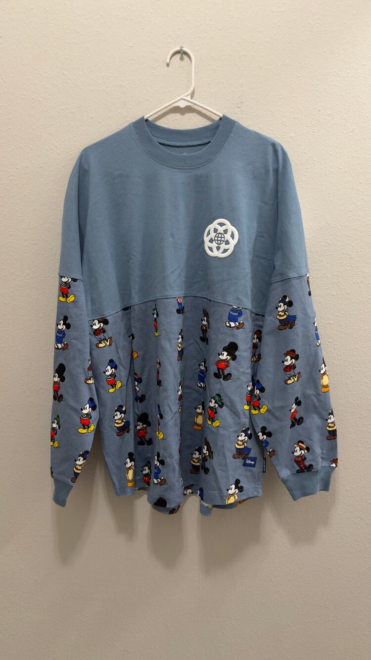 NWT Disney Epcot World Showcase Mickey Mouse Spirit Jersey Slate Blue Size Large